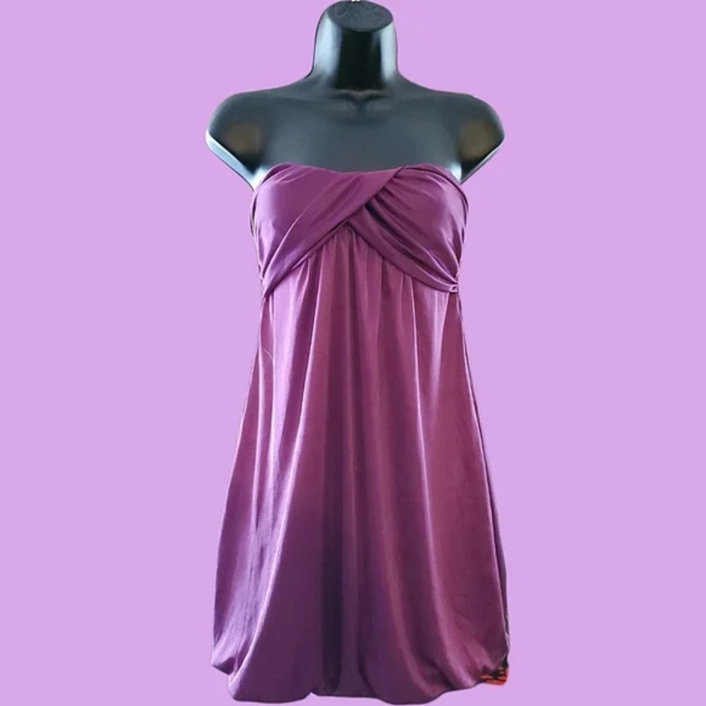 Forever 21 Purple Satin Strapless Bubble Dress